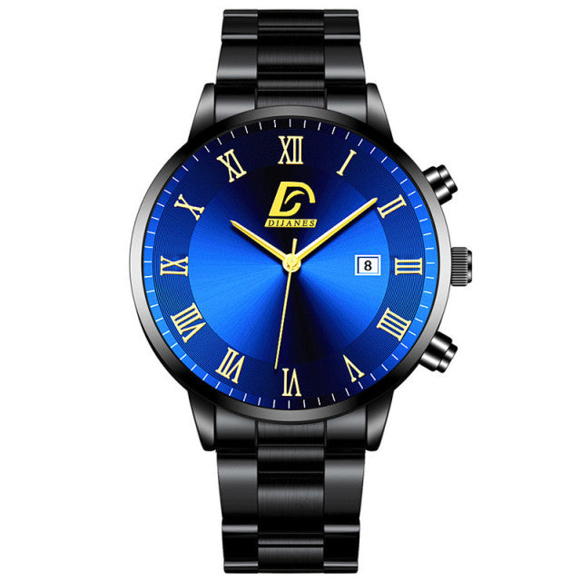 Fashion Mens Stainless Steel Watches Luxury Minimalist Calendar Quartz Wrist Watch Men Business Casual Watch relogio masculino