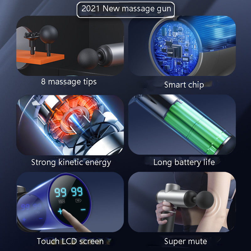 New Massage Gun Massager LCD Screen 99Gears 8Heads Electric Fascia Gun for Neck Foot Body Massager